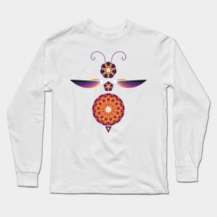 Mandala Honey Bee | Onyx Ruby Citrine Black Red Yellow White Long Sleeve T-Shirt